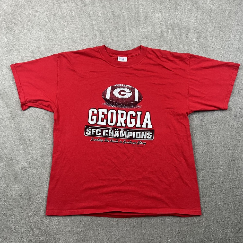 M&O Knits Georgia Bulldogs T Shirt Mens XL Red 2005 SEC Champions Football NCAA